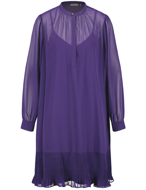 Purple Dress With Pleated Hemline