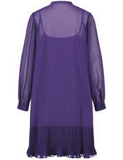 Purple Dress With Pleated Hemline