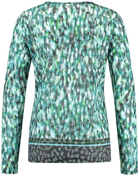 Green Print Top With Border Print