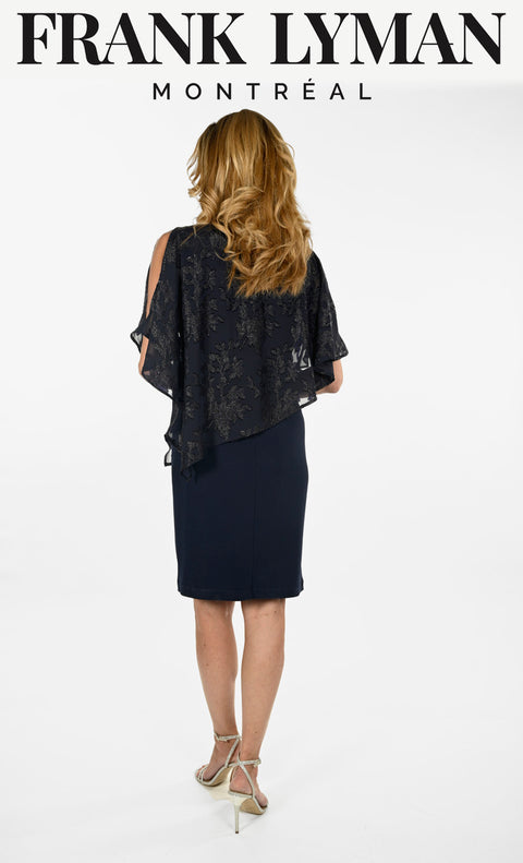 Navy  Dress with Appliqued Overlay