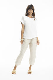 Sand Linen Pull On 7/8 Pant