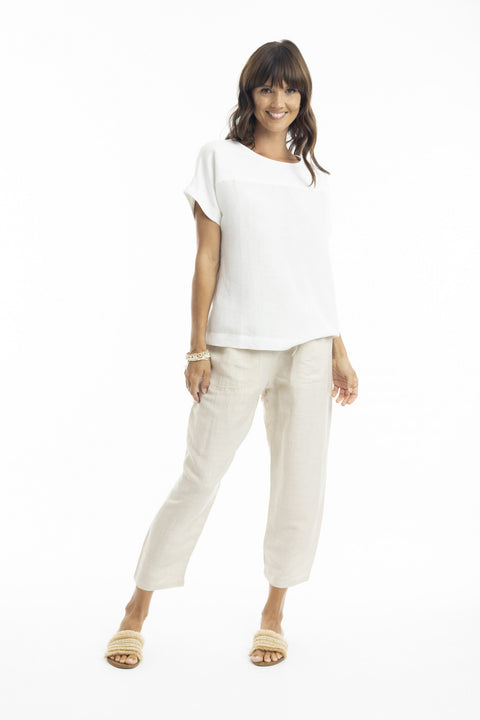 Sand Linen Pull On 7/8 Pant