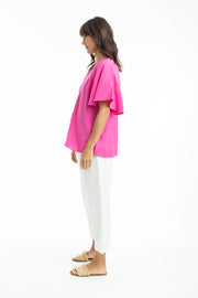 Pink Linen Chinese Top