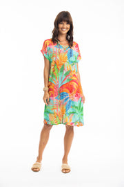 Multi Print Alisa V Neck Dress