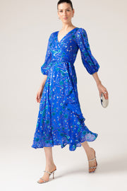 Periwinkle Poppy Bowerbird Wrap Dress