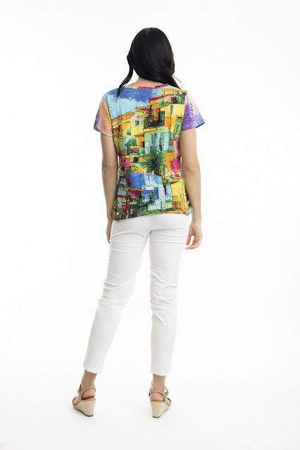 Multi Havana V Neck T Shirt