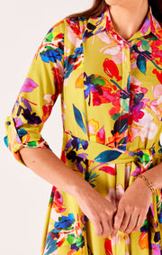 Multi Floral Rainbow Orchid Shirtmaker