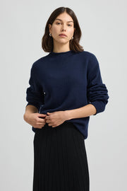Navy Relaxed Fit Mock Neck Jumper