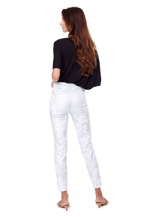 White and Silver Pull on Pant