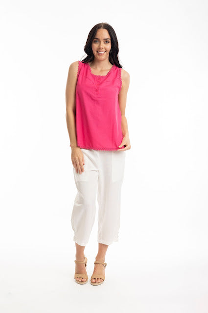 Hot Pink Linen Blend Cami