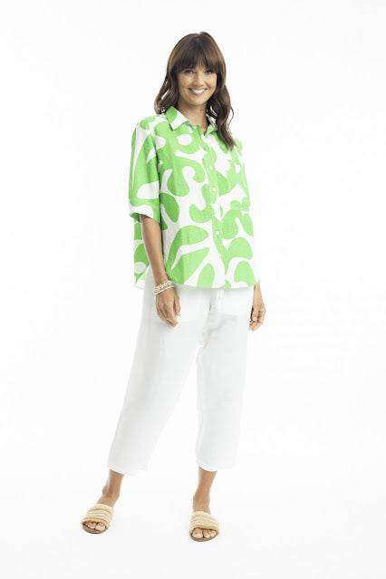 Parrot Print Linen Shirt