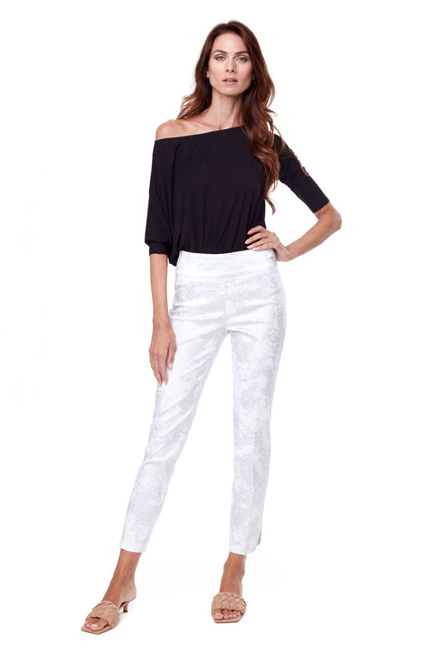 White and Silver Pull on Pant
