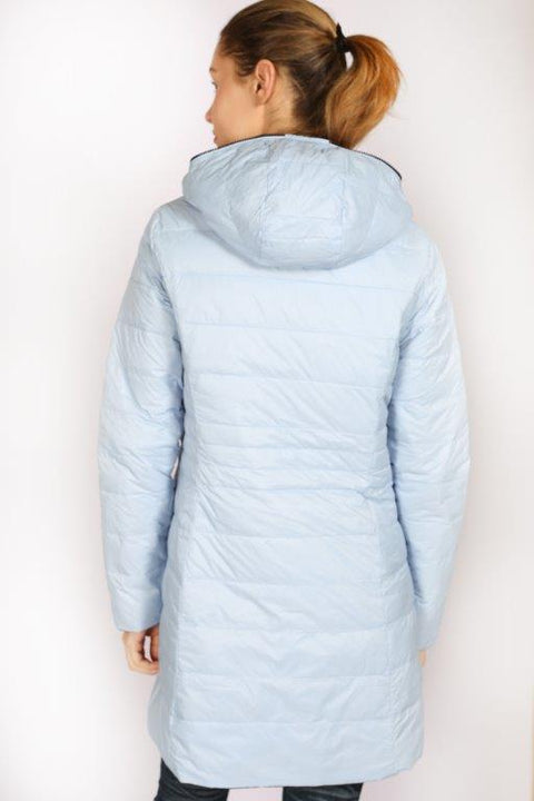 Sky Blue and Black Reversible 3/4  Down Jacket