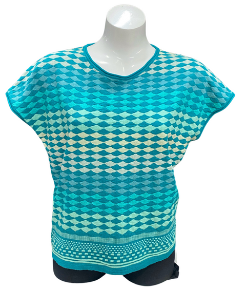 Dark Aqua  Wave Pattern Selena Top