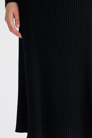 Black Flared Rib Skirt