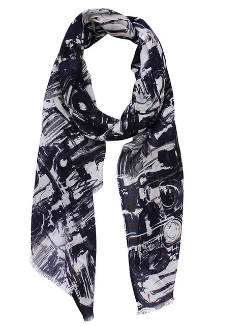 Electra Navy Squiggle Scarf