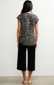 Zebra V Neck Relaxed Fit Top