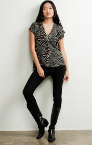 Zebra V Neck Relaxed Fit Top